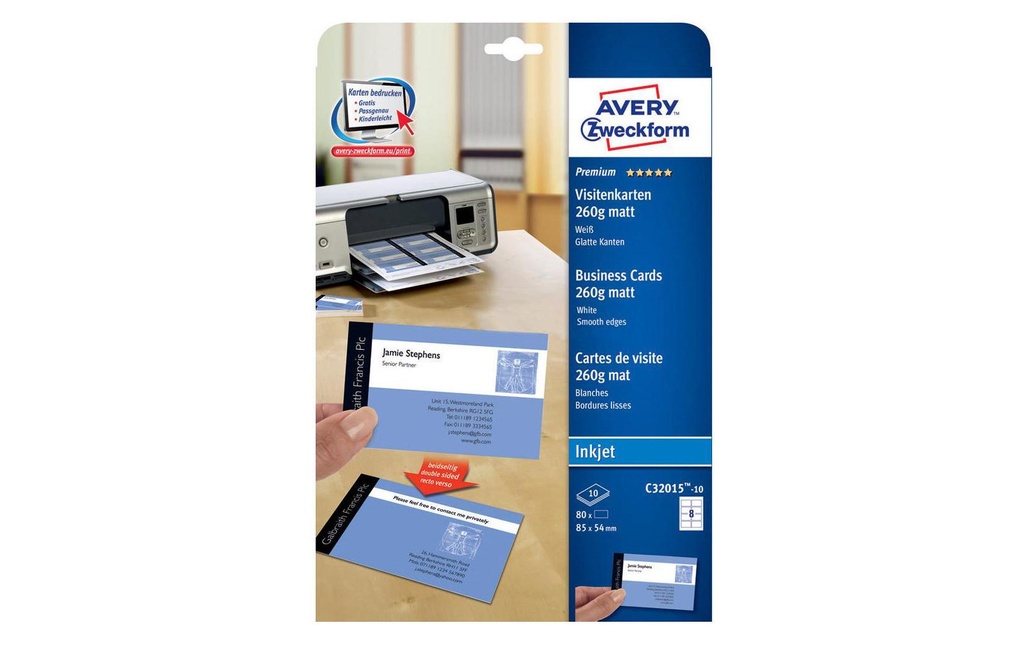 [268320151] AVERY ZWECKFORM Carte visite inkjet 260g (10 pces)