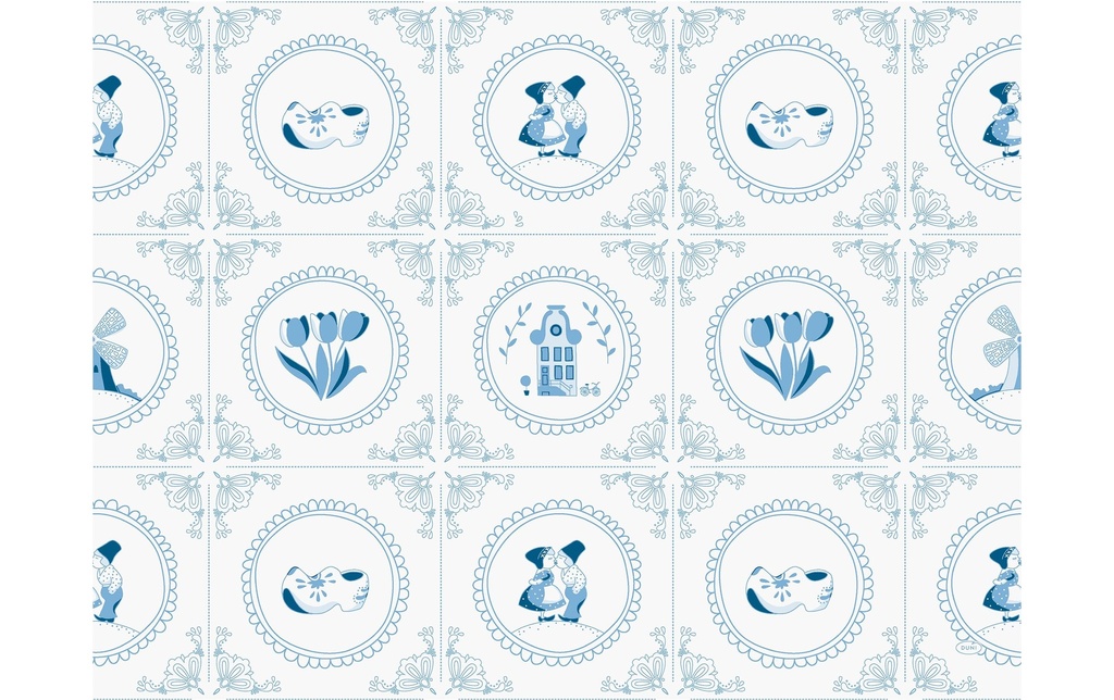 Duni Set de table Dutch Charm 250 pièces, 30 cm x 40 cm, Bleu/Blanc