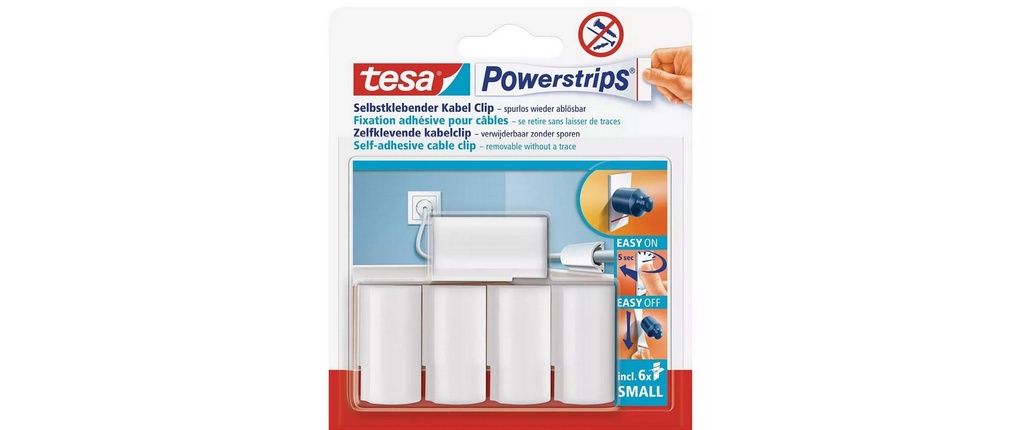 tesa Kit de clips pour câbles Powerstrips, Paquet de 3