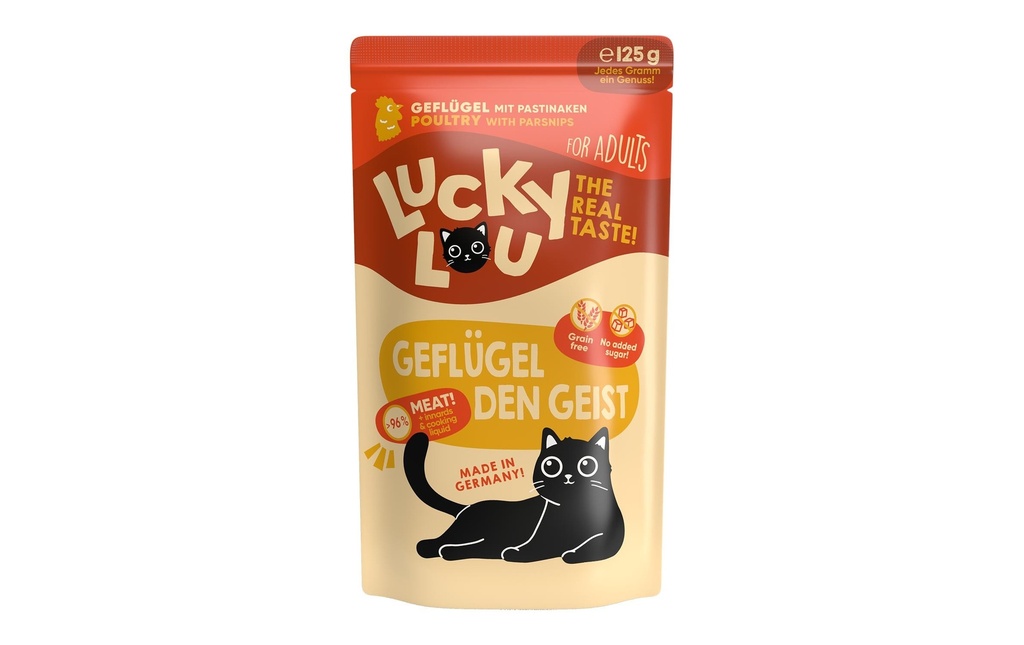 Lucky Lou Alimentation humide Lifestage Adult Volaille, 125 g