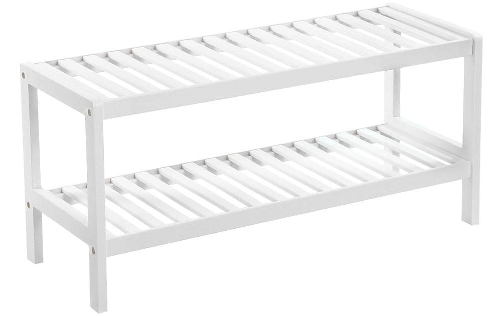 Songmics Étagère à chaussures avec 2 étagères en Bambou, Blanc