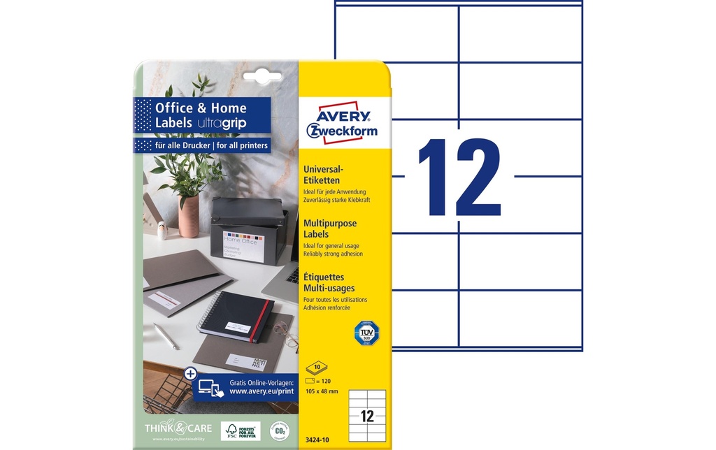 [268342410] AVERY ZWECKFORM Etiquettes 105x48mm (10 pces)