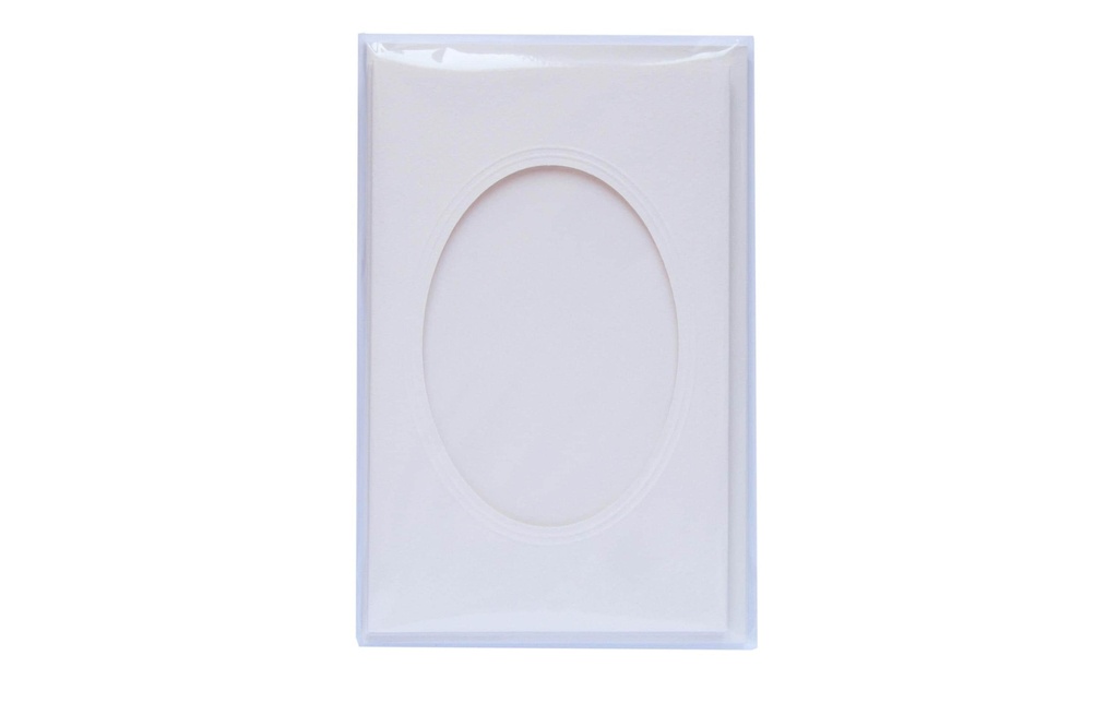 Folia Carte passe-partout 220g/m2  ovale blanc perle