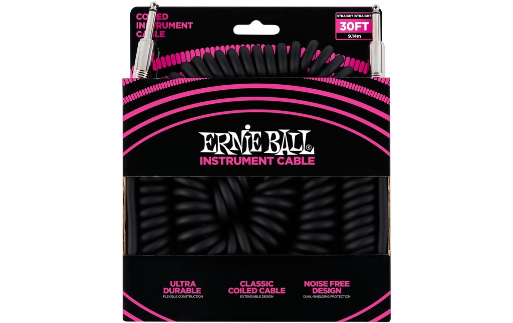 Ernie Ball Câbles d’instruments 6044 - 9.14 m, Noir