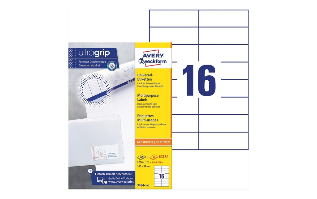 AVERY ZWECKFORM Etiquettes 105x37mm (220 pces)