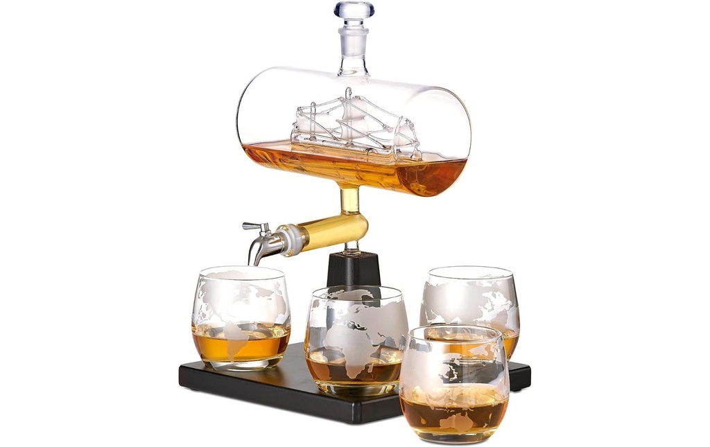 Oak & Steel Carafe à décanter Bateau 1 l, Transparent