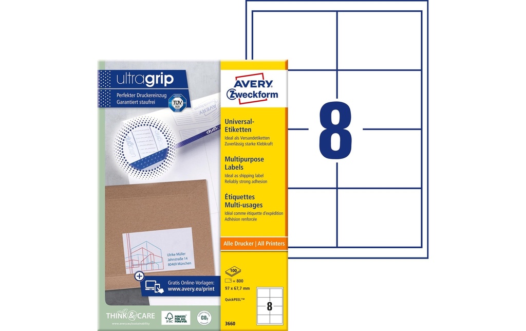 AVERY ZWECKFORM Etiquettes 97x67.7mm (100 pces)