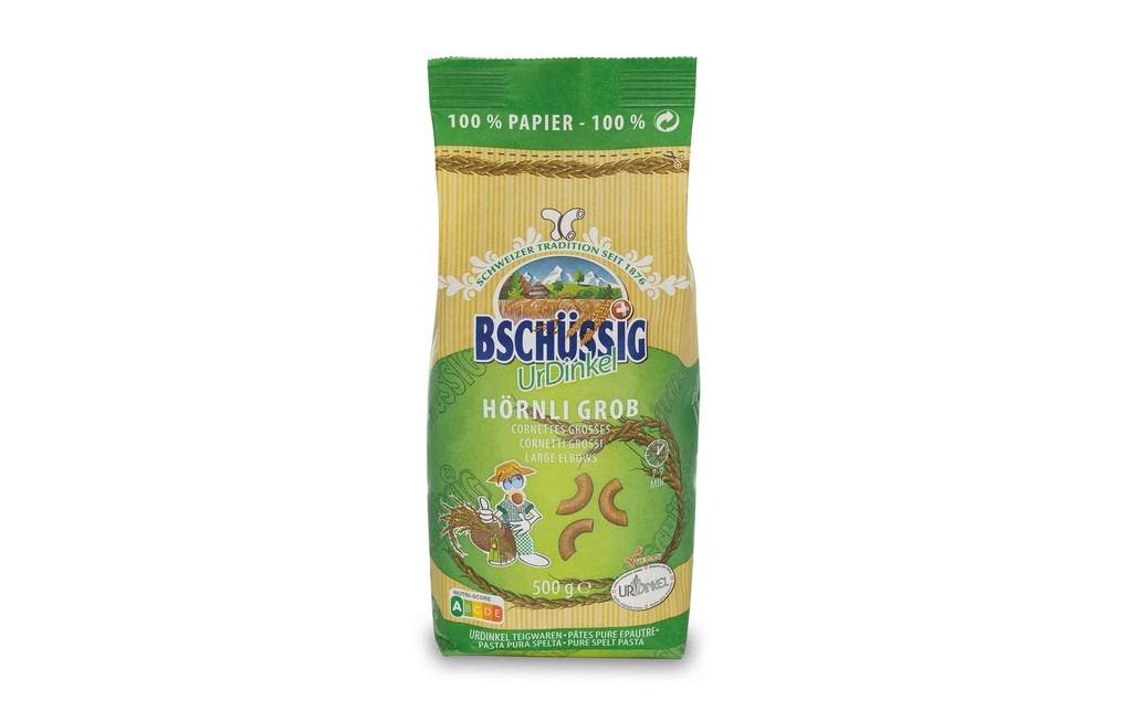 Bschüssig Pâtes alimentaires   UrDinkel Hörnli grossier 500 g