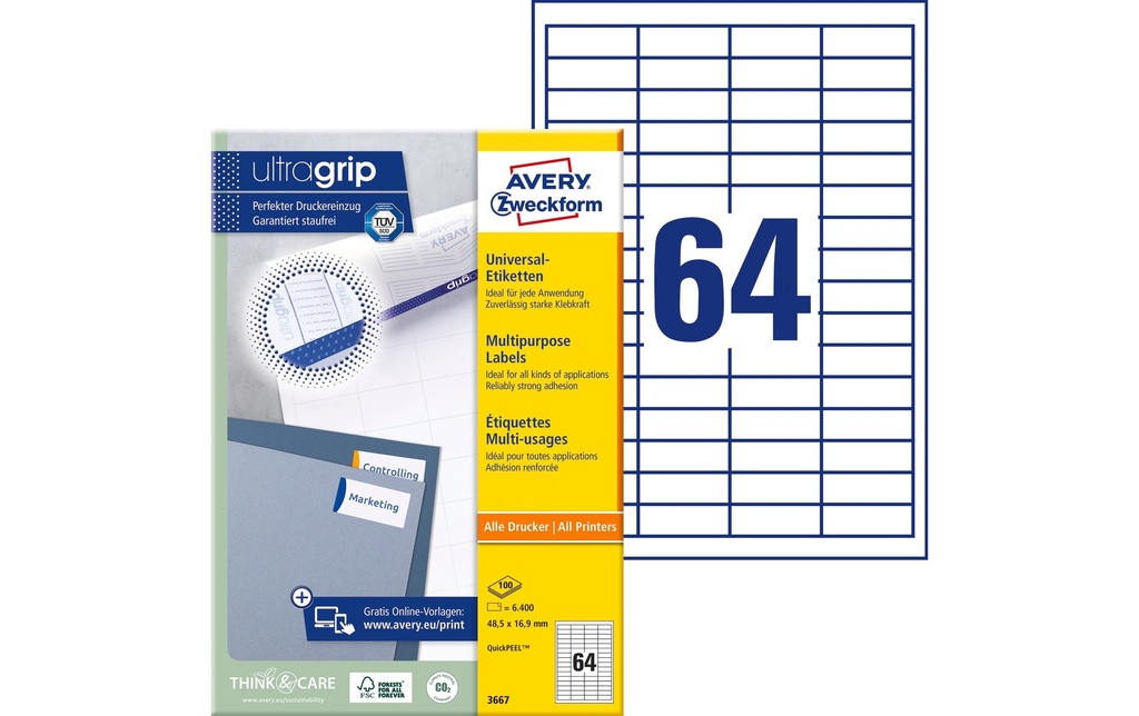 AVERY ZWECKFORM Etiquettes 48.5x16.9mm (100 pces)