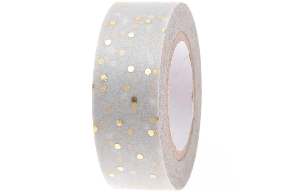 Rico Design Ruban Washi Points 1,5 cm x 10 m, Doré/Gris