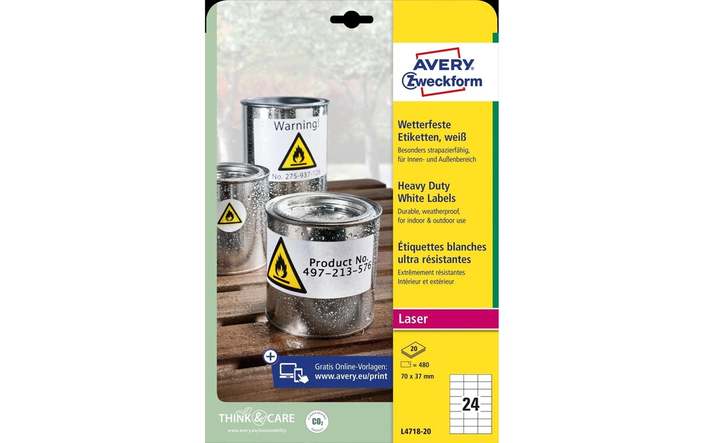 AVERY ZWECKFORM Etiquettes 70x37mm (20 pces)