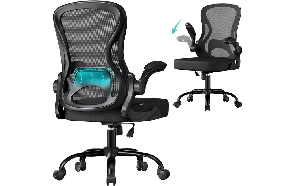 Songmics Chaise pivotante avec accoudoirs Noir