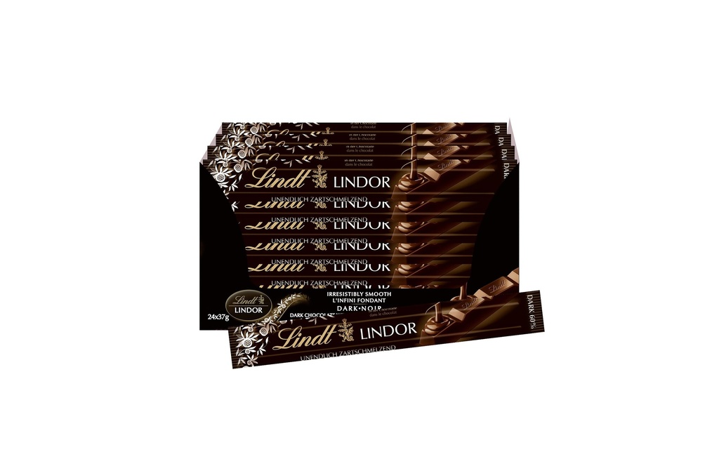 Lindt Barres de chocolat Lindor Noir 24 x 37 g 888 g