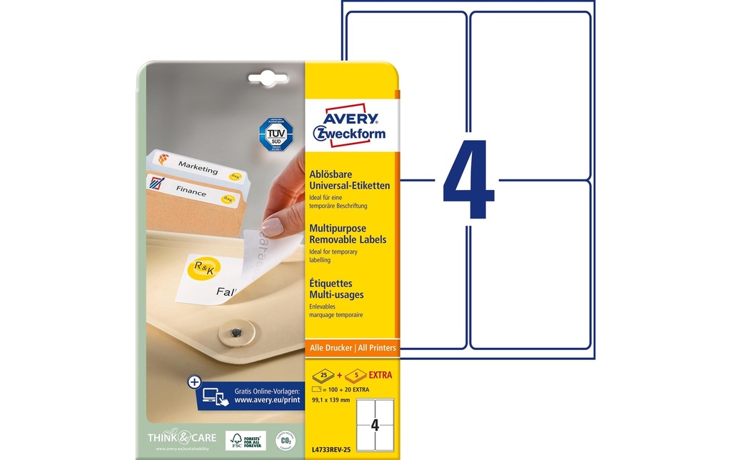 AVERY ZWECKFORM Etiquettes 99.1x139mm (30 pces)