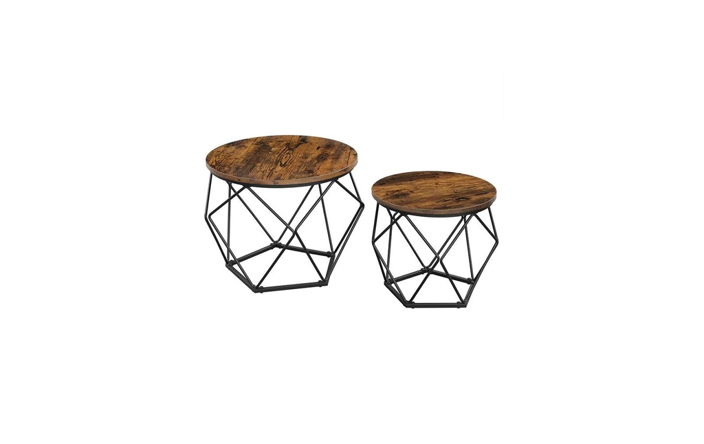 VASAGLE Table basse Lot de 2 40/50 x 36 cm/40 cm, Noir/Brun