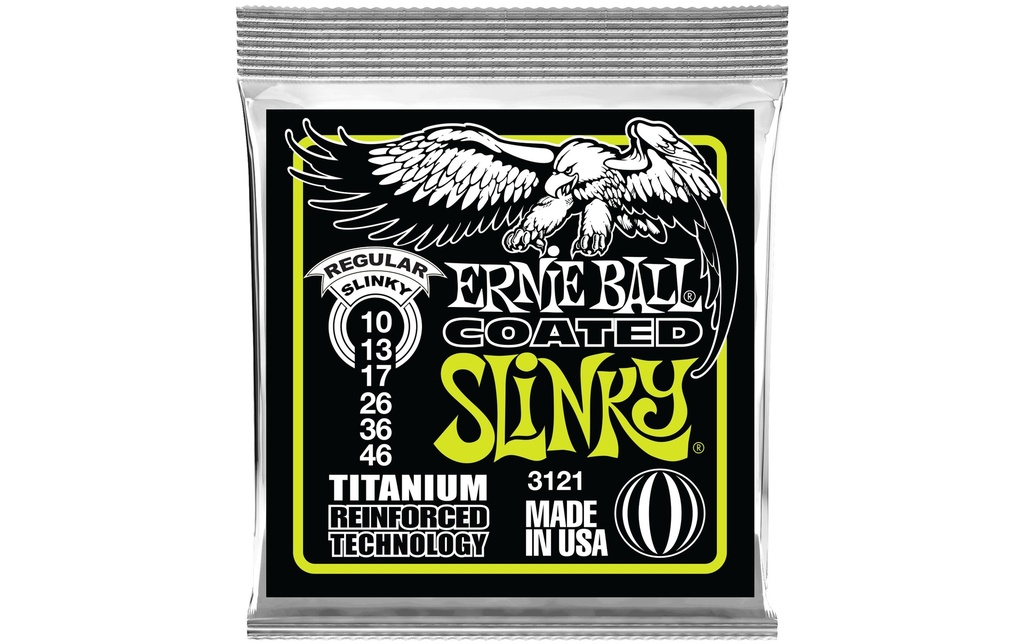 Ernie Ball Cordes de guitare 3121 Slinky Coated Titanium – Regular 10-46