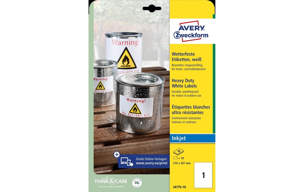 AVERY ZWECKFORM Etiquettes 210x297mm (10 pces)