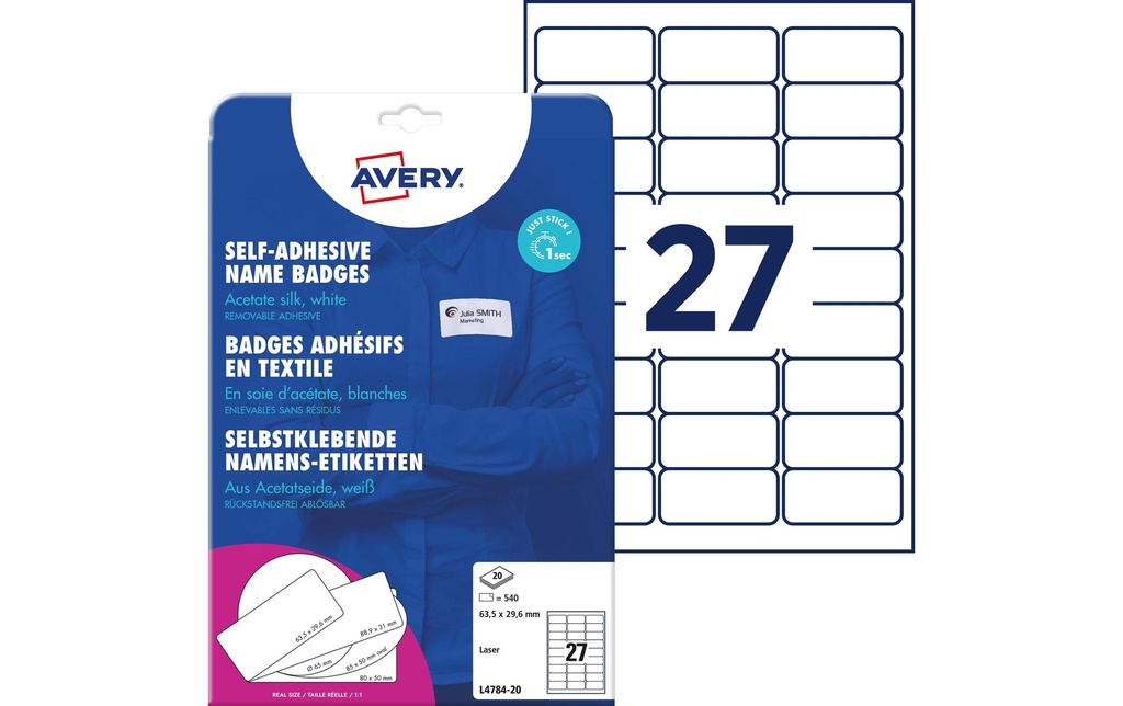 AVERY ZWECKFORM Etiquettes 63.5x29.9 noms bl (20 pces)
