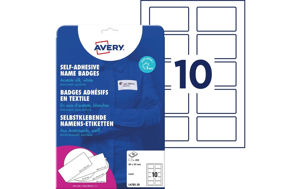 AVERY ZWECKFORM Etiquettes 80x50 noms blanc (20 pces)