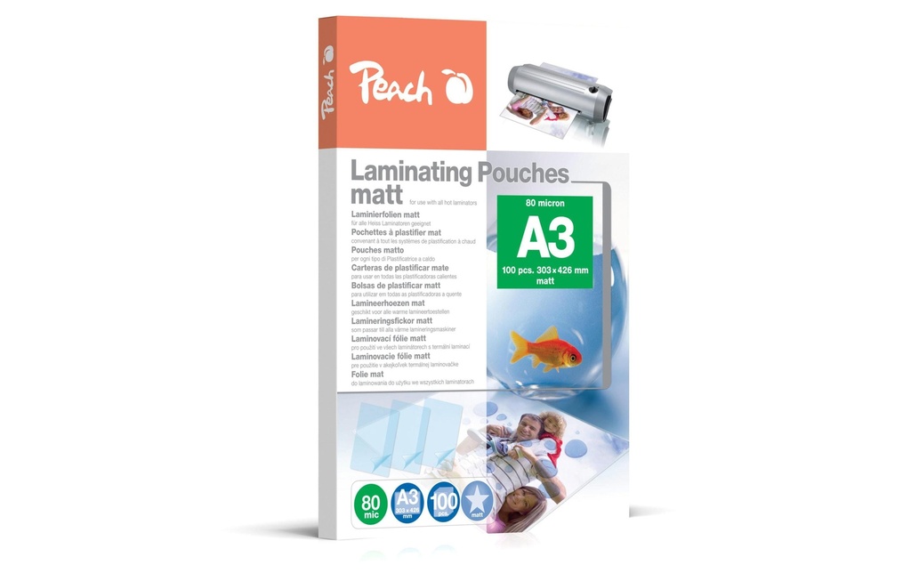 Peach Film laminé A3, 80 µm, 100 pièces, mat