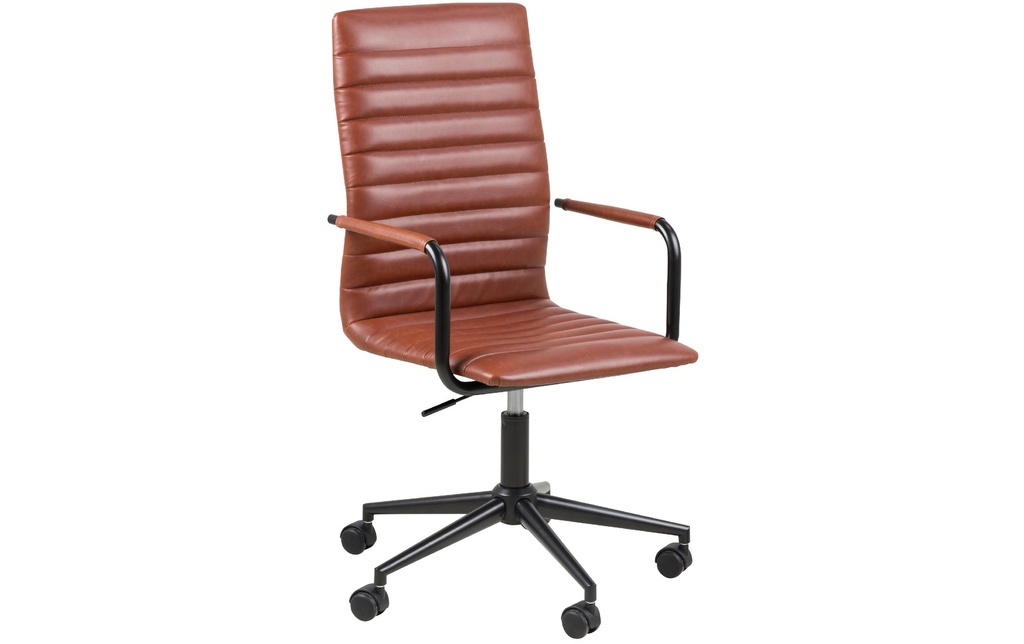 AC Design Chaise de bureau Winslow, avec dossier et accoudoirs rembourrés, cognac
