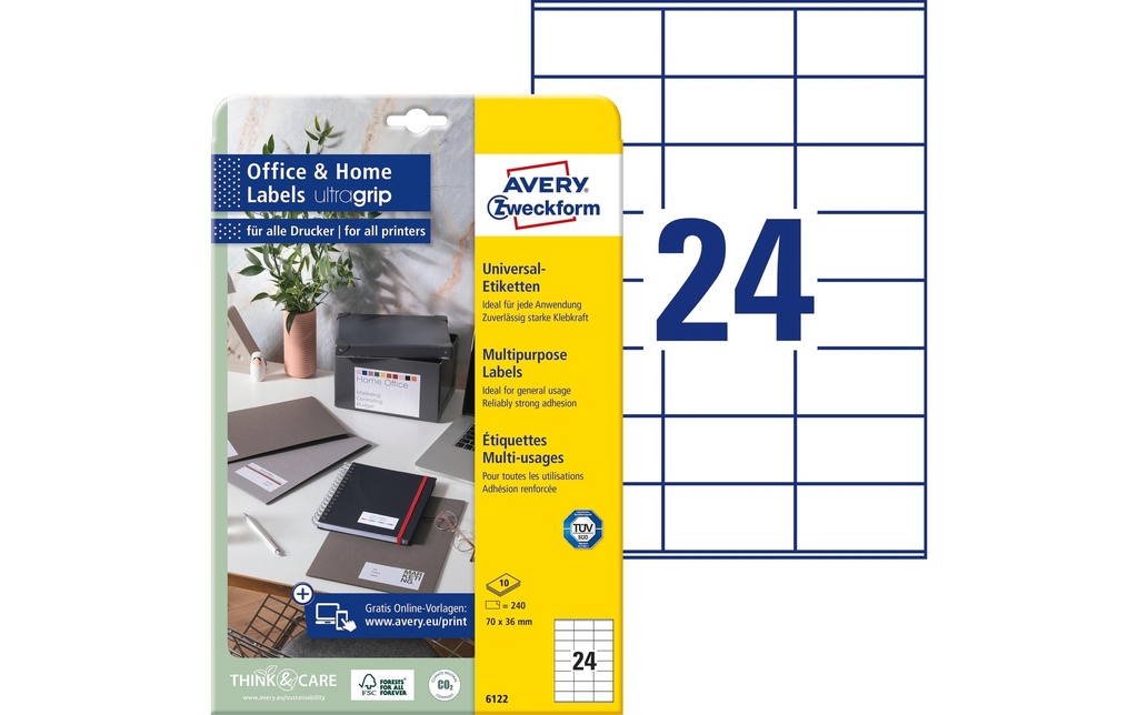 AVERY ZWECKFORM Etiquettes 70x36mm (10 pces)