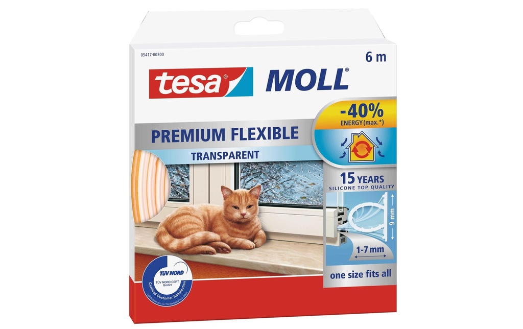tesa Bande d’étanchéité MOLL Premium Flexible 1, Transparent