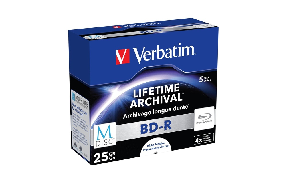 Verbatim BD-R M-Disc 25 GB, boîte à bijoux (5 Pièce/s)