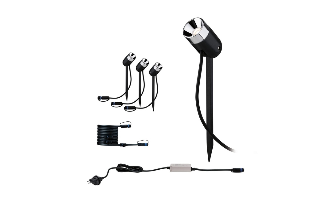 Paulmann Spot de jardin Plug & Shine Pike 45 3000 K, jeu de base