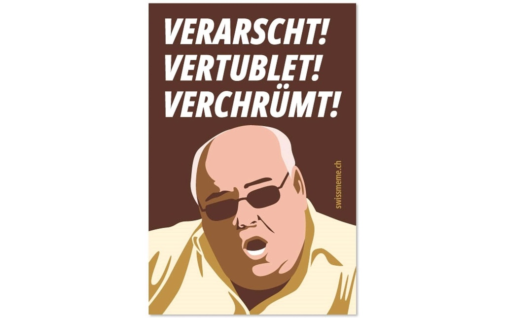 Swissmeme Autocollants VERARSCHT! VERTUBLET! VERCHRÜMT! 7.5 x 10.5 cm