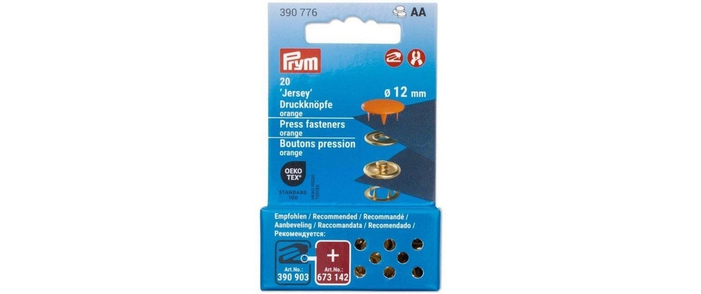Prym Boutons poussoirs Jersey 12 mm, orange