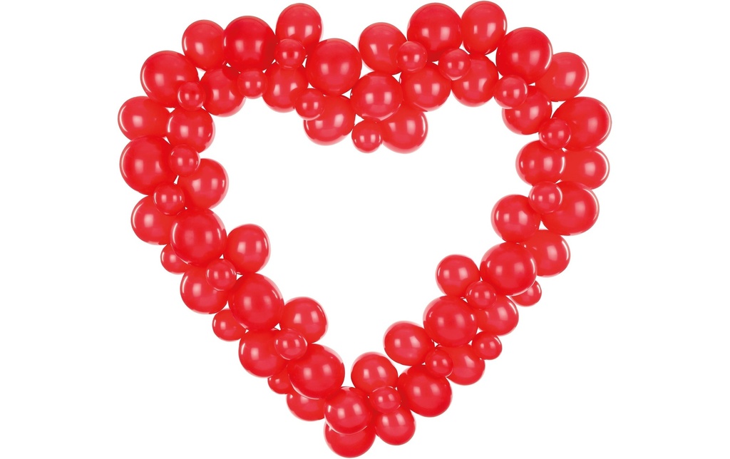 Partydeco Ballon de baudruche Cœur Rouge, 166 x 160 cm, 68 ballons
