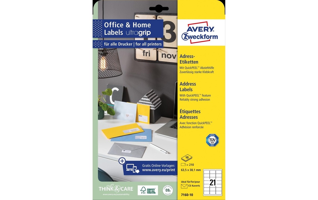 AVERY ZWECKFORM Etiquettes adresse 63.5x38.1mm (10 pces)