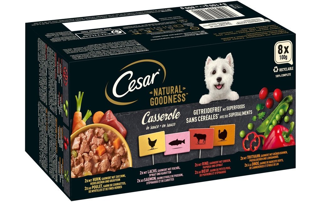 Cesar Alimentation humide Natural Goodness en sauce, 8 x 100 g