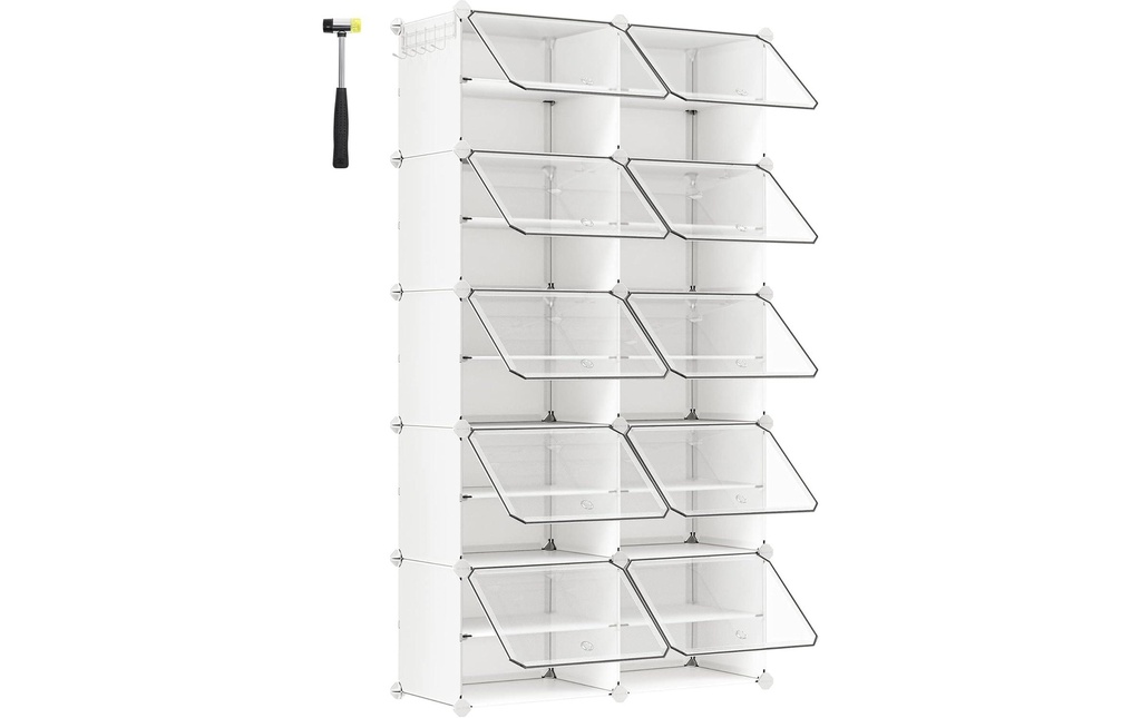 Songmics Étagère à chaussures 82 x 152 cm,  Blanc ,  Set de 10 pièces