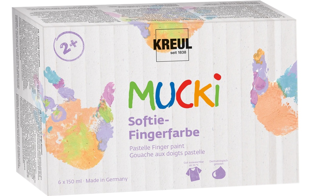 Kreul Peinture aux doigts Mucki 150 ml, 6 pièces