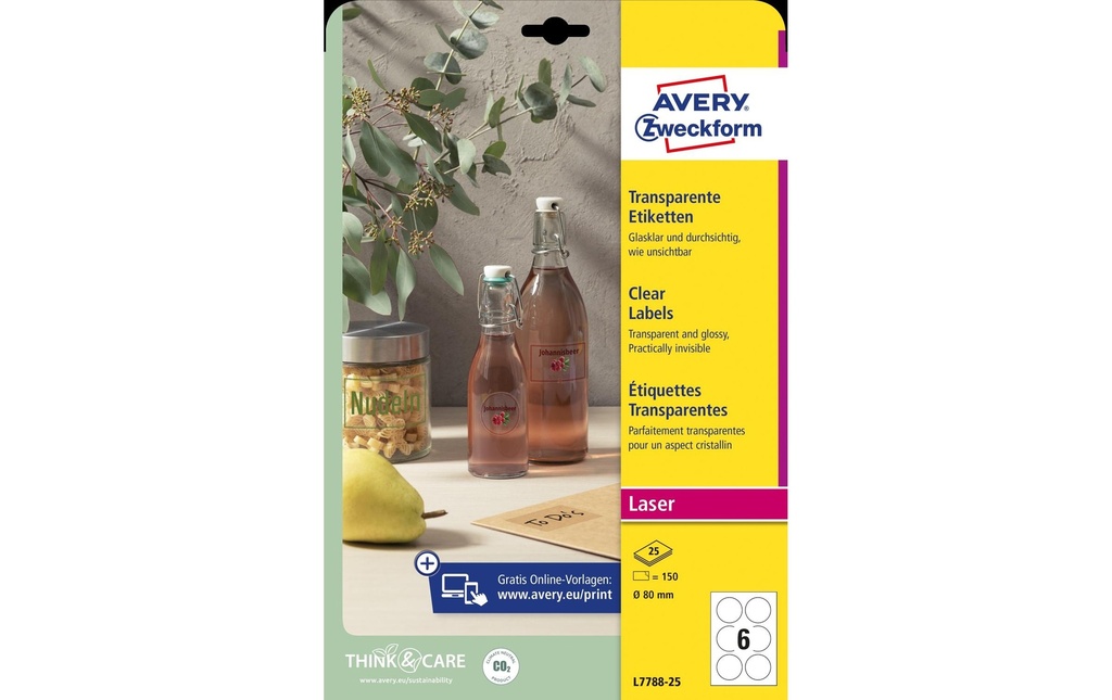 [268778825] AVERY ZWECKFORM Etiquettes transparent 80mm (25 pces)