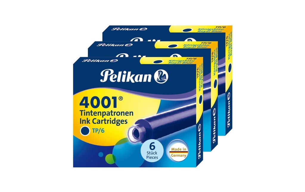 Pelikan Cartouche d’encre TP/6/3B Bleu royal, paquet de 3