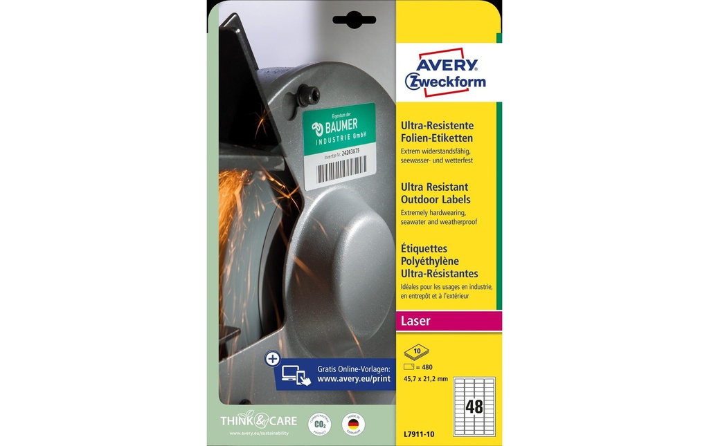 AVERY ZWECKFORM Etiqu.ultra-resist.45.7x21.2 (10 pces)