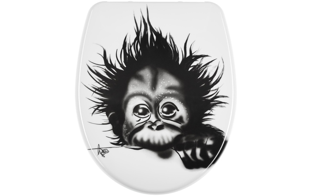 diaqua® Siège de toilette Monkey avec abaissement automatique, Blanc/Noir