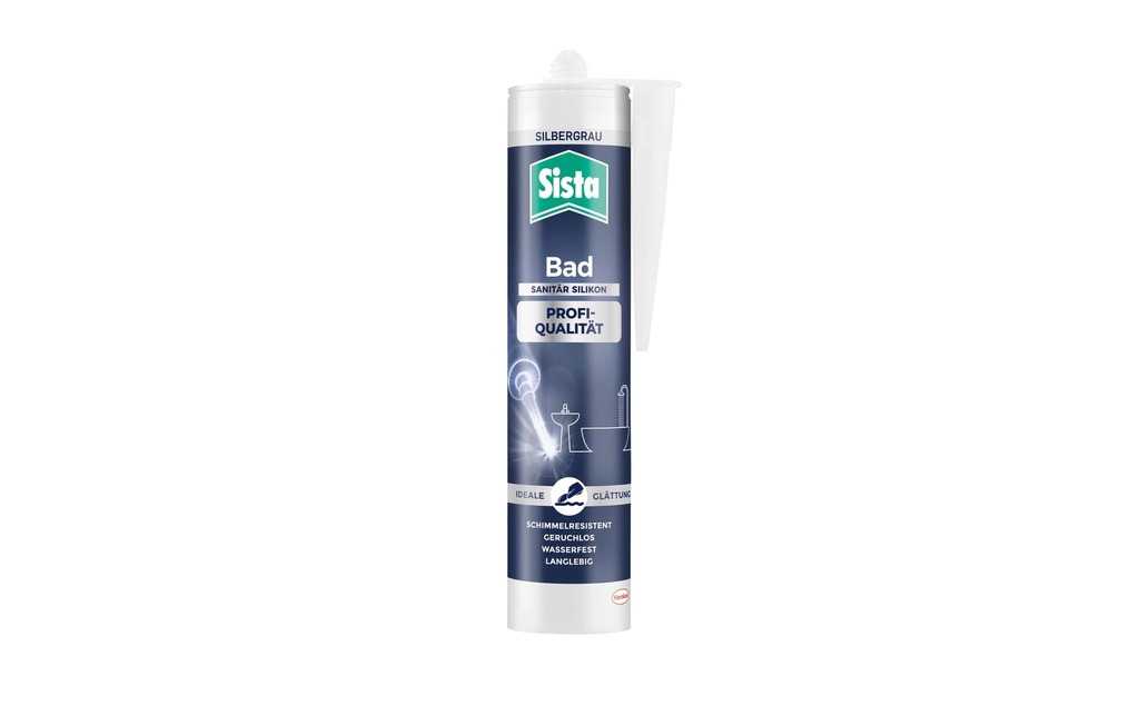 Sista Mastic Bain Qualité professionnelle silicone Gris argenté, 280 ml