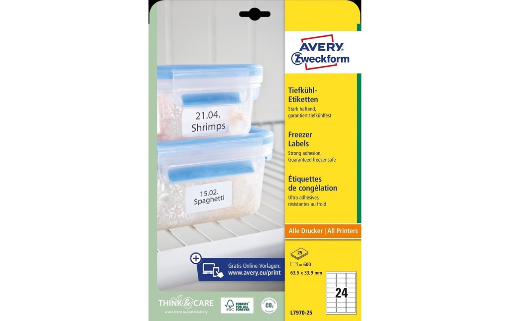 AVERY ZWECKFORM Etiquettes 63.5x33.9mm (25 pces)