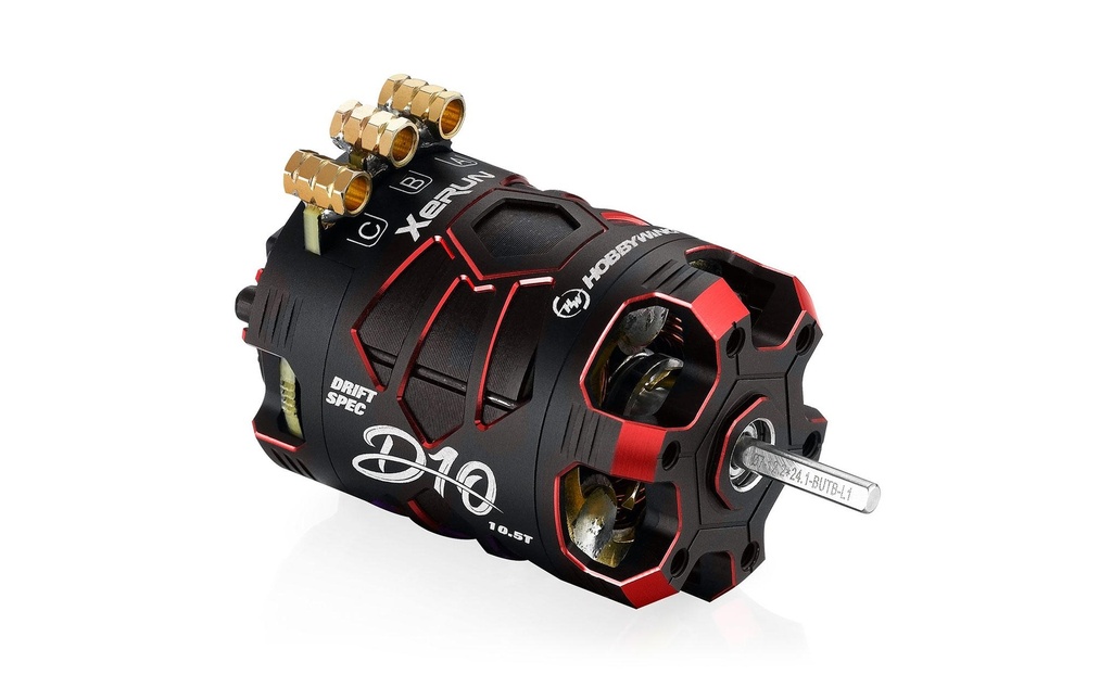 Hobbywing Moteur Brushless Sensored Xerun D10 Drift 10.5T, rouge