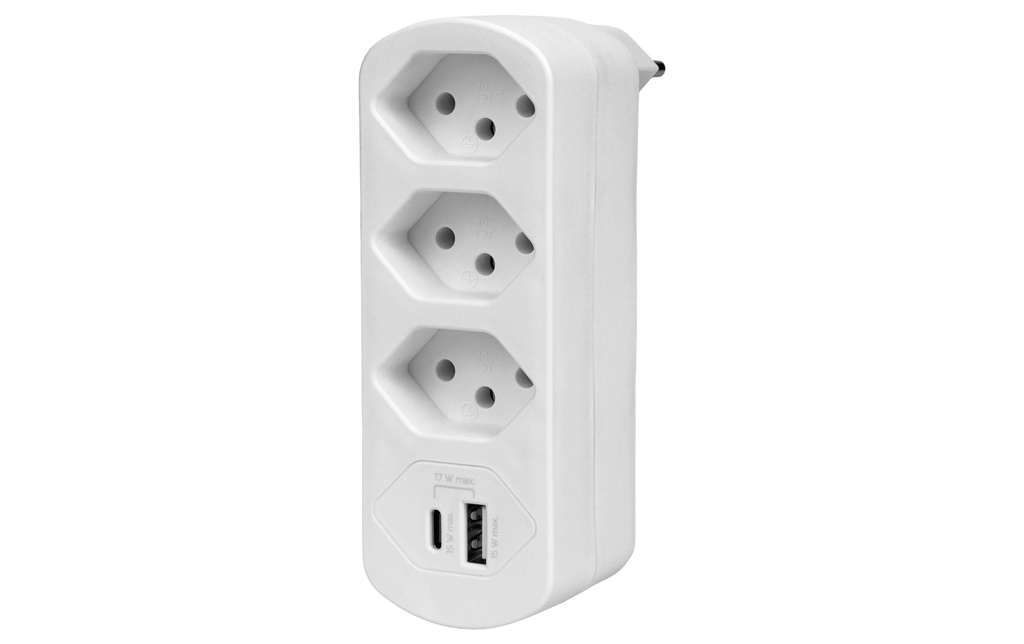 FURBER.power Connecteur multiple Flexo 3 x T13, USB-A, USB-C, pivotant