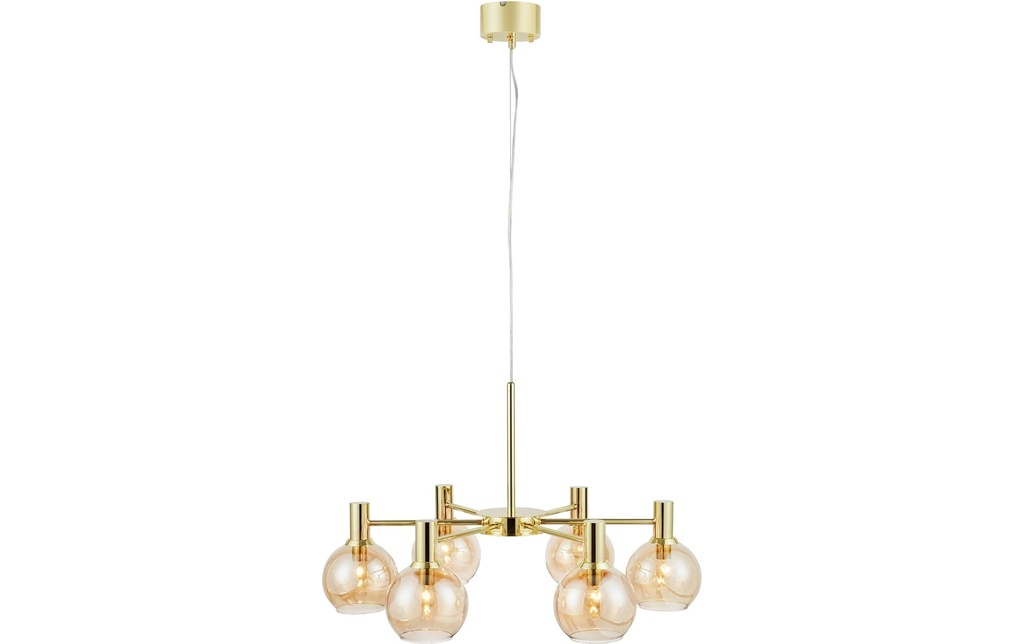 Markslöjd Lampe suspendue AMBRA 6 flammes laiton/ambre