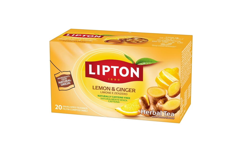 Lipton Sachet de thé Tisane Lemon Ginger Refresh 20 Pièce/s