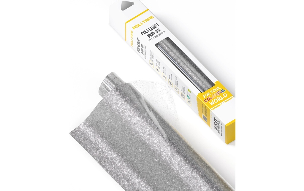 Poli-Tape Film thermocollant Pearl Glitter, 30.5 x 61 cm, argent