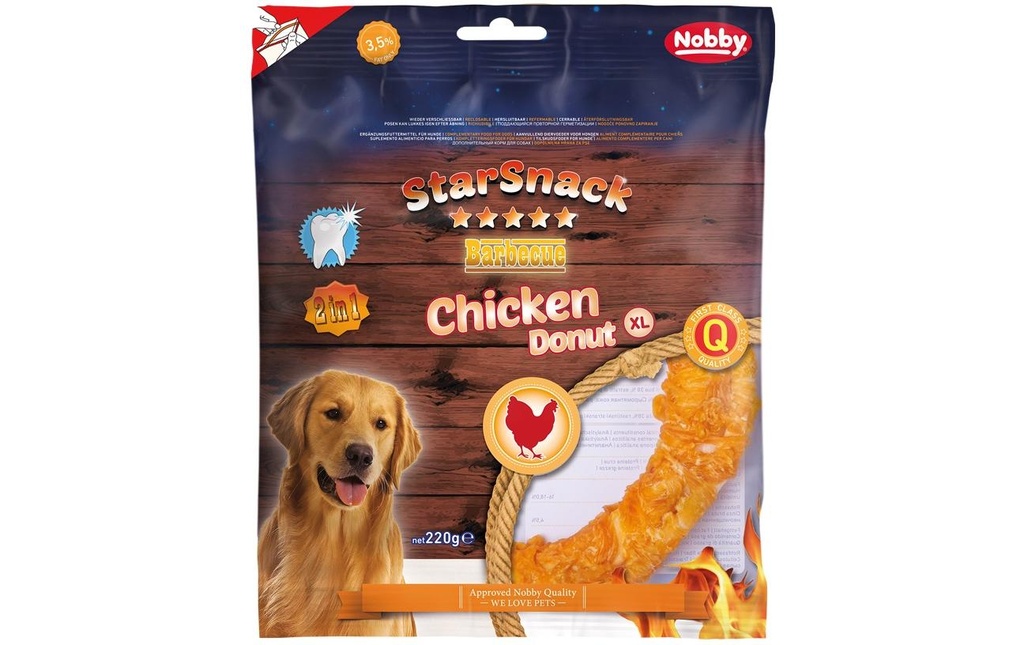 Nobby Produit à mâcher  StarSnack Barbecue Chicken Donut XL, 20 cm, 1 pièce