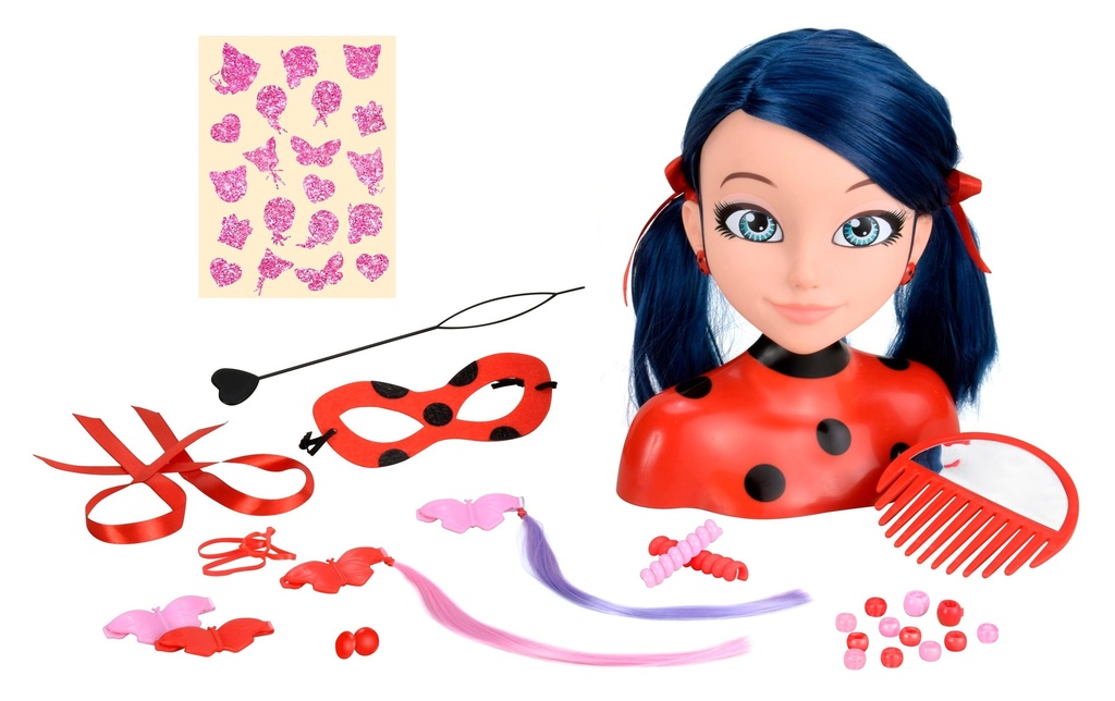 BANDAI Beauté Miraculous Deluxe Tête à coiffer Ladybug Set