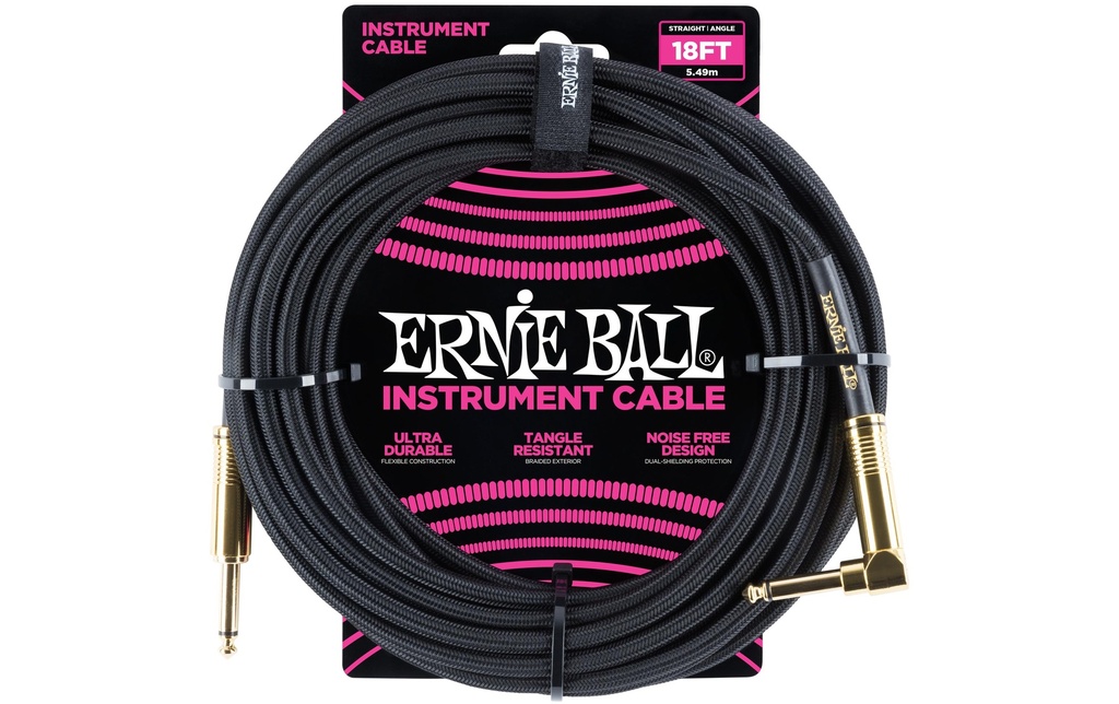 Ernie Ball Câbles d’instruments 6086 - 5.49 m, Noir